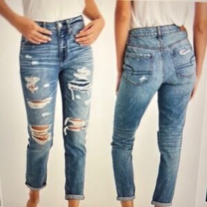 American Eagle outfitters Tomgirl Women's Distressed straight slouchy Jeans 8